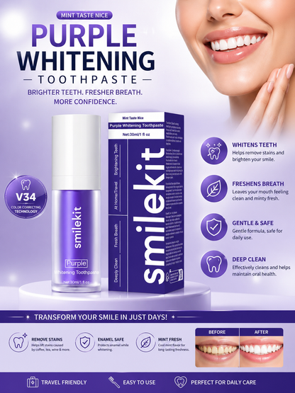 🟣 Smilekit Purple Whitening Toothpaste (30ml)
